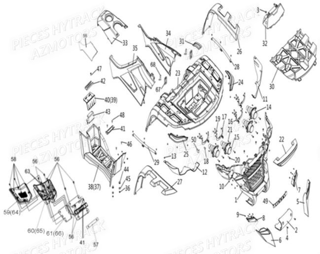 Carrosserie Avant AZMOTORS Pieces Quad HY 540 ST