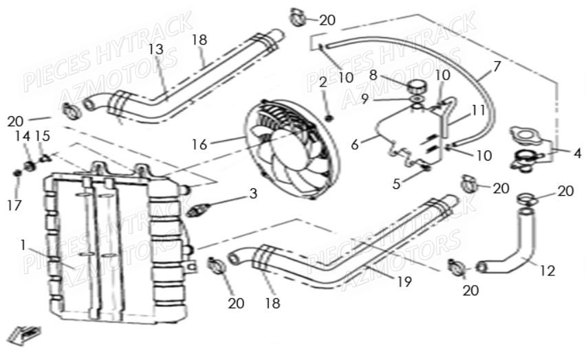 Circuit De Refroidissement AZMOTORS Pieces Quad HY 540 ST