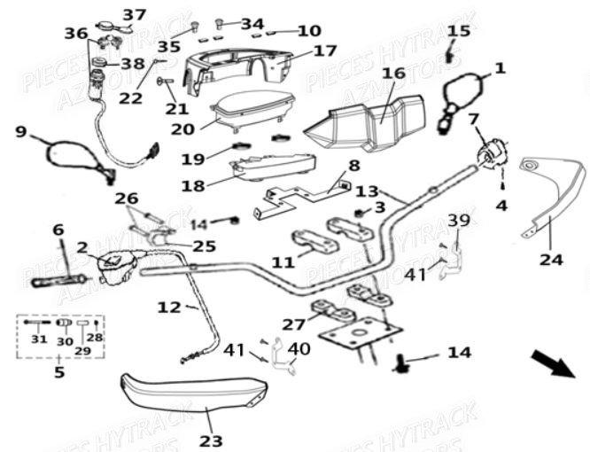 Guidon AZMOTORS Pieces Quad HY 540 ST