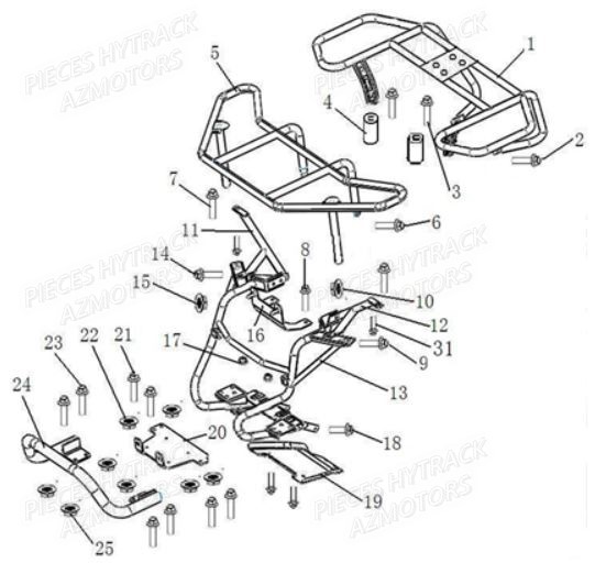 Porte Bagages AZMOTORS Pieces Quad HY 540 ST