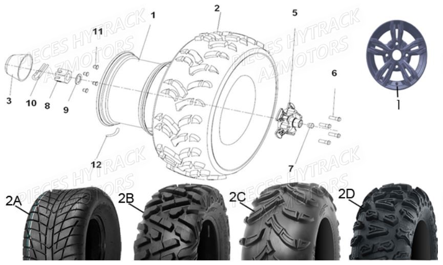 PNEU URIDE P377 25X10-12 4PLIS MASAI pour ROUES ARRIERE de HY540ST