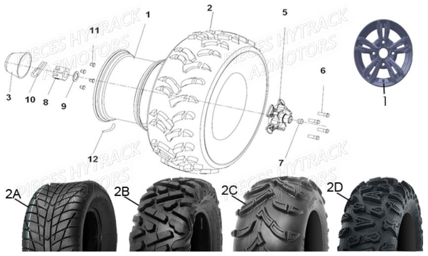 Roues Arriere AZMOTORS Pieces Quad HY 540 ST