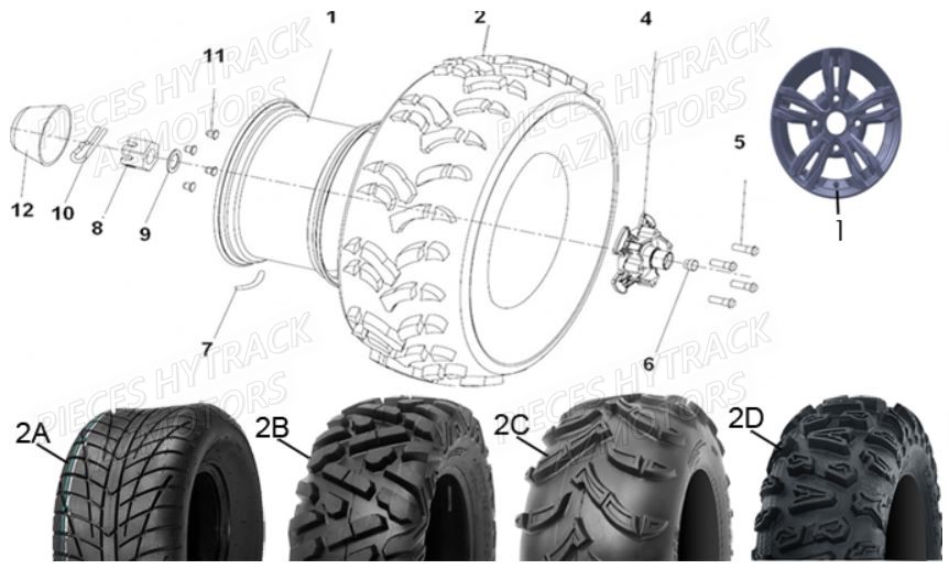 Roues Avant AZMOTORS Pieces Quad HY 540 ST