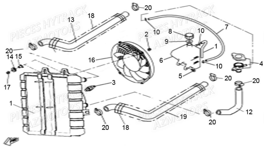 Circuit De Refroidissement HYTRACK Pieces Quad HY 540 STL E4 