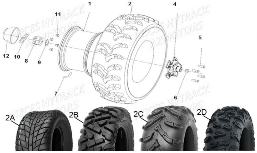 Roues Avant HYTRACK Pieces Quad HY 540 STL E4 