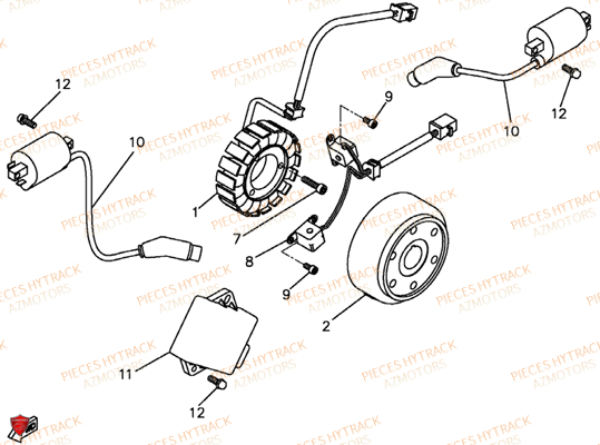 Alternateur AZMOTORS Pièces Quad HY550 4x4