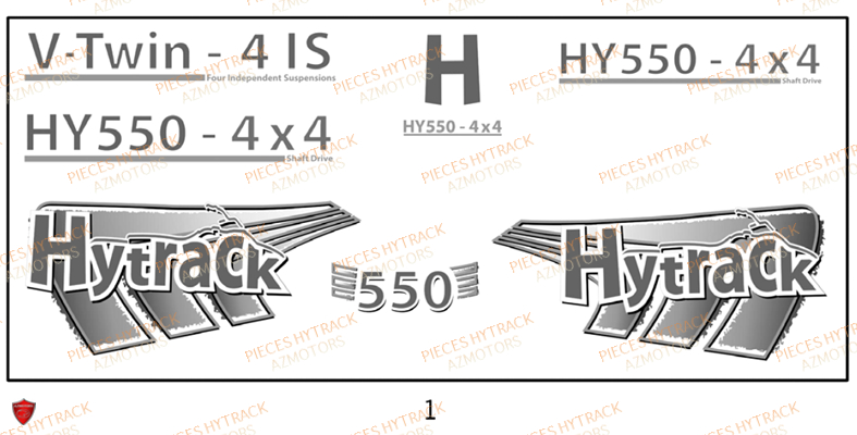 Autocollants AZMOTORS Pièces Quad HY550 4x4