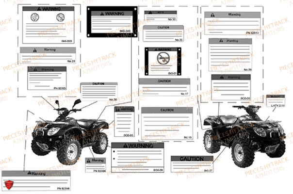 Autocollants De Securite HYTRACK Pièces Quad HY550 4x4