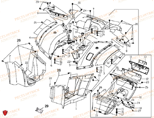 Carrosserie Arriere AZMOTORS Pièces Quad HY550 4x4