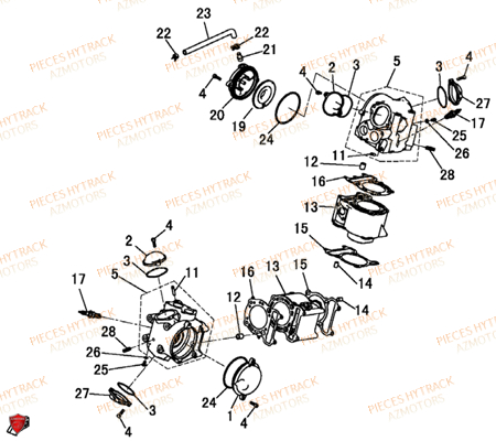 Cylindres AZMOTORS Pièces Quad HY550 4x4