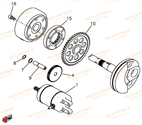 Demarreur AZMOTORS Pièces Quad HY550 4x4