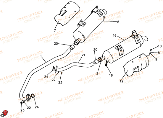 Echappement AZMOTORS Pièces Quad HY550 4x4