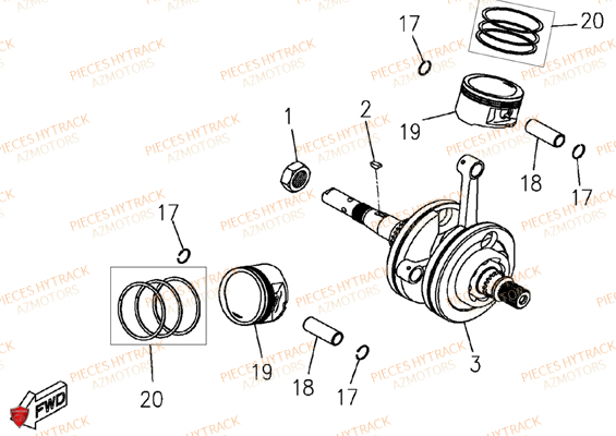 Embiellage AZMOTORS Pièces Quad HY550 4x4