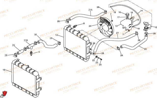 Refroidissement AZMOTORS Pièces Quad HY550 4x4