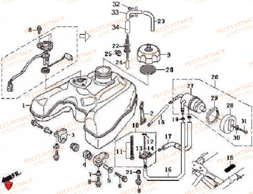 Reservoir AZMOTORS Pièces Quad HY550 4x4