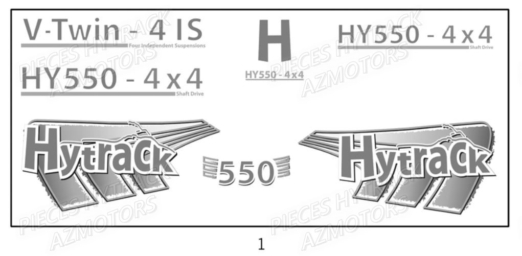 Autocollants HYTRACK Pièces Quad HY550 EFI