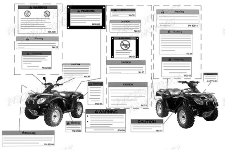 Autocollants De Securite HYTRACK Pièces Quad HY550 EFI
