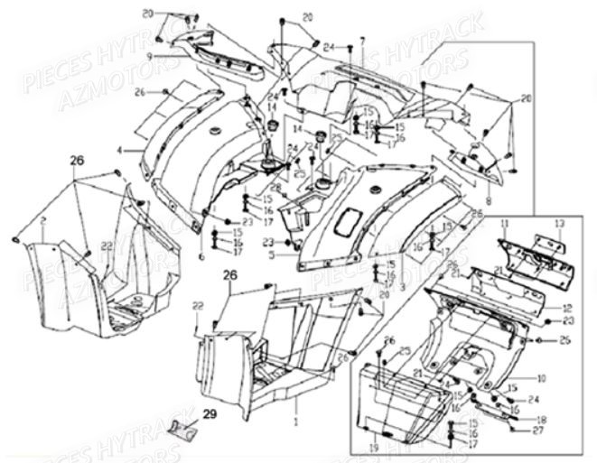 Carrosserie Arriere HYTRACK Pièces Quad HY550 EFI