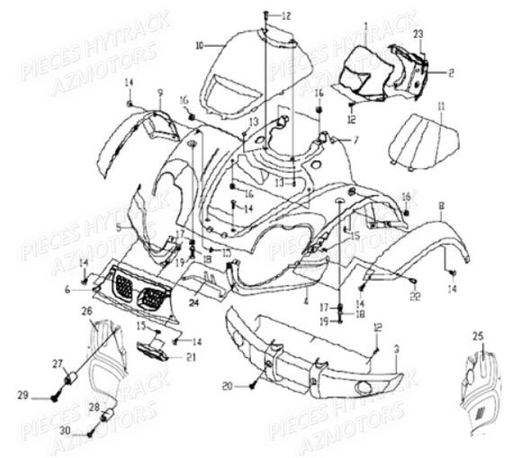 Carrosserie Avant HYTRACK Pièces Quad HY550 EFI
