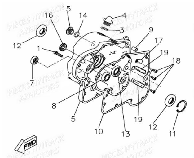 Carter Moteur Droit HYTRACK Pièces Quad HY550 EFI