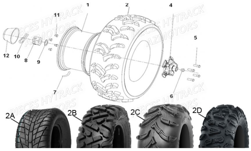 PNEU URIDE P390 25X8-12 6 PLIS MASAI pour ROUES AVANT de HY550EFI
