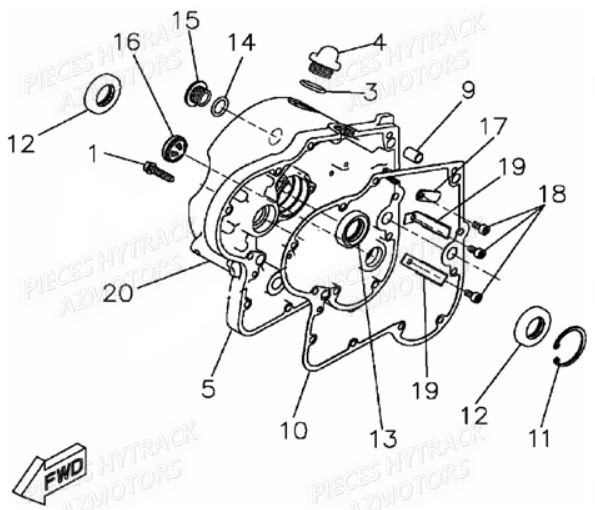 CARTER_MOTEUR_DROIT HYTRACK Pièces Quad HY560