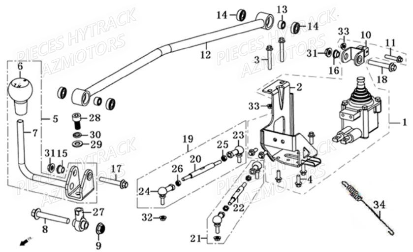 Tringlerie De Vitesse HYTRACK Pièces Quad HY560 4x4