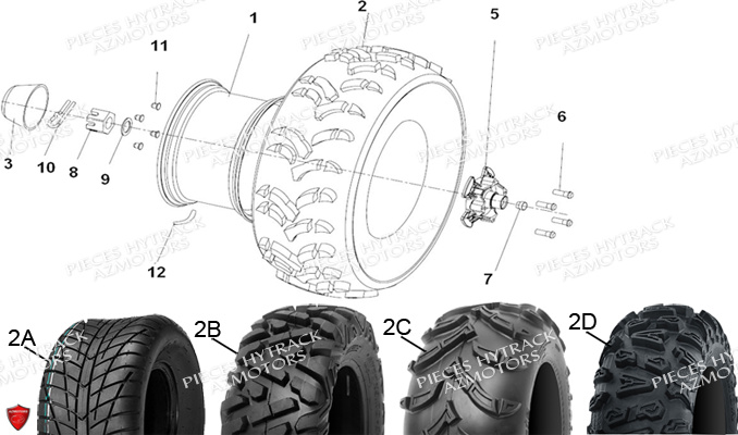 PNEU URIDE P377 25X10-12 4PLIS MASAI pour ROUES ARRIERE de HY570IS