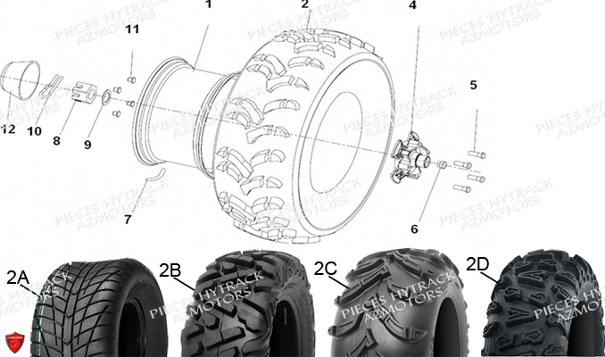 PNEU URIDE P377 25X8-12 4 PLIS MASAI pour ROUES AVANT de HY570IS