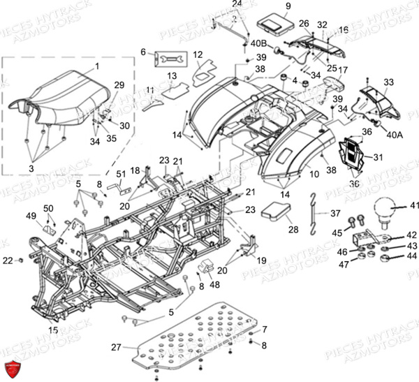 Carrosserie Arriere Chassis Selle Deco HYTRACK Pièces Quad HY570IS EPS