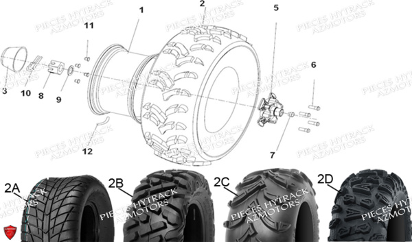 PNEU URIDE P377 25X10-12 4PLIS MASAI pour ROUES ARRIERE de HY570IS EPS