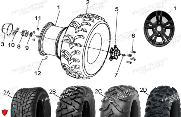 PNEU URIDE P377 25X10-12 4PLIS MASAI pour ROUES ARRIERE de HY570 STL EPS