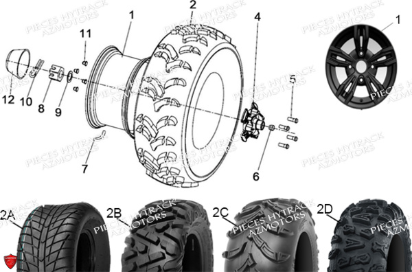 PNEU URIDE P390 25X8-12 6 PLIS MASAI pour ROUES AVANT de HY570 STL EPS