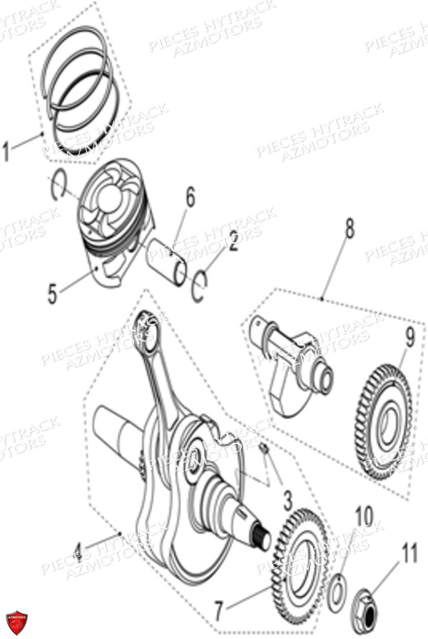 Embiellage Piston HYTRACK Pièces Quad HY570 X EPS