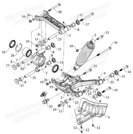 Suspension Arriere Droite HYTRACK Pièces Quad HY590 4x4
