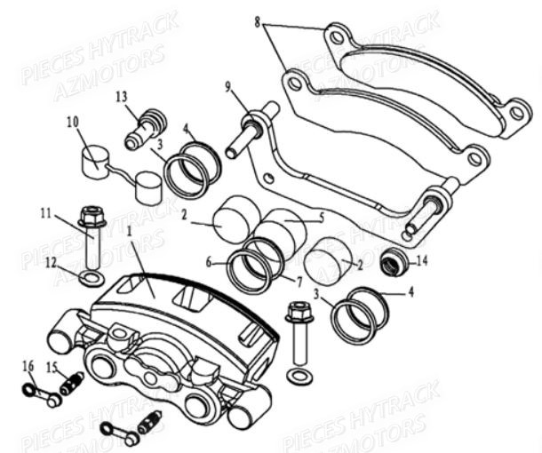 Etrier Avant Droit HYTRACK Pièces Quad HY600 4x4 EFI-HY600Premium