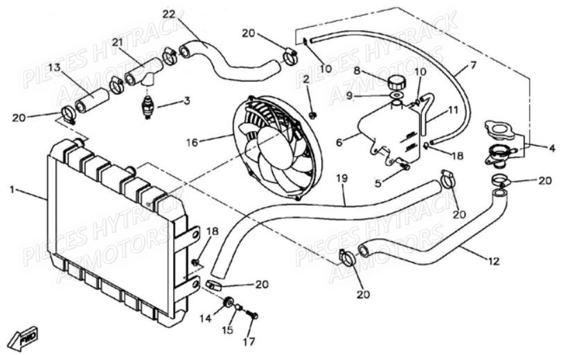Radiateur HYTRACK Pièces Quad HY600 4x4 EFI-HY600Premium