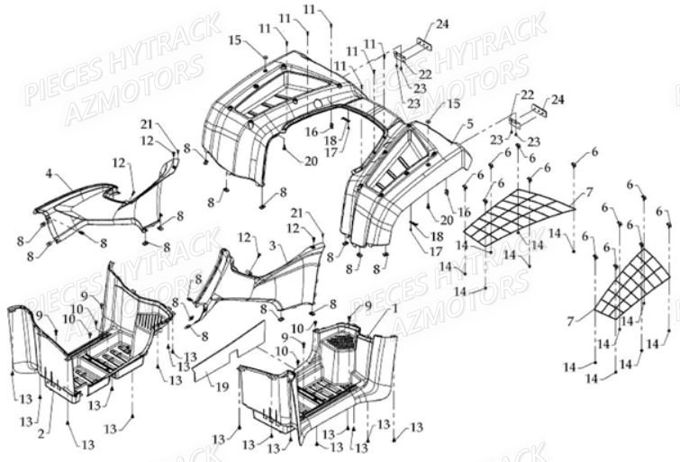 Carrosserie Arriere HYTRACK Pièces Quad HY610 4x4