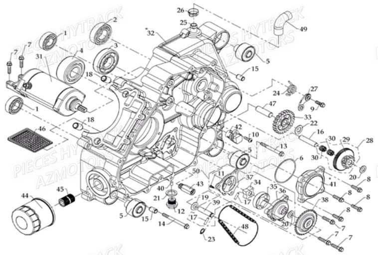 CARTER_MOTEUR_GAUCHE HYTRACK Pièces Quad HY610 4x4