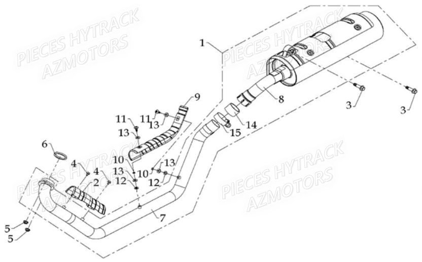 Echappement HYTRACK Pièces Quad HY610 4x4