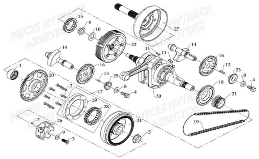 Embiellage Modele A Carbu HYTRACK Pièces Quad HY610 4x4