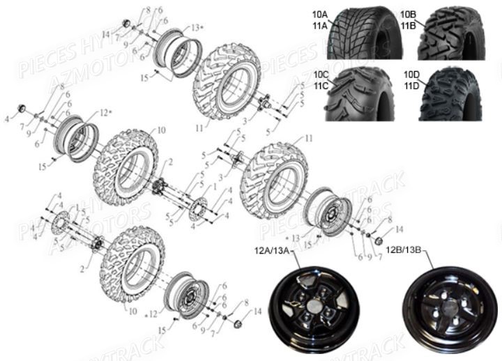 PNEU URIDE P377 25X10-12 4PLIS MASAI pour ENSEMBLE ROUES de HY610