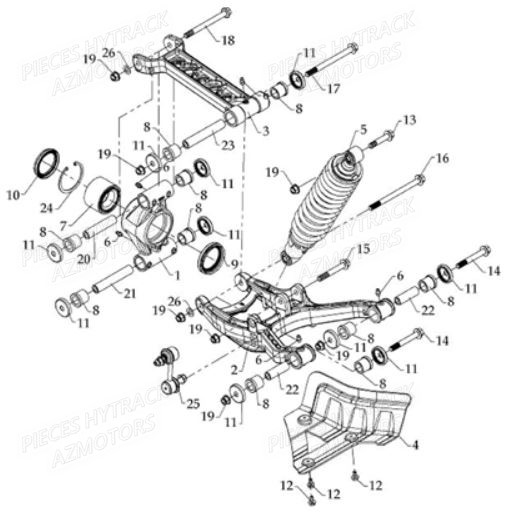 Suspension Arriere Droite HYTRACK Pièces Quad HY610 4x4