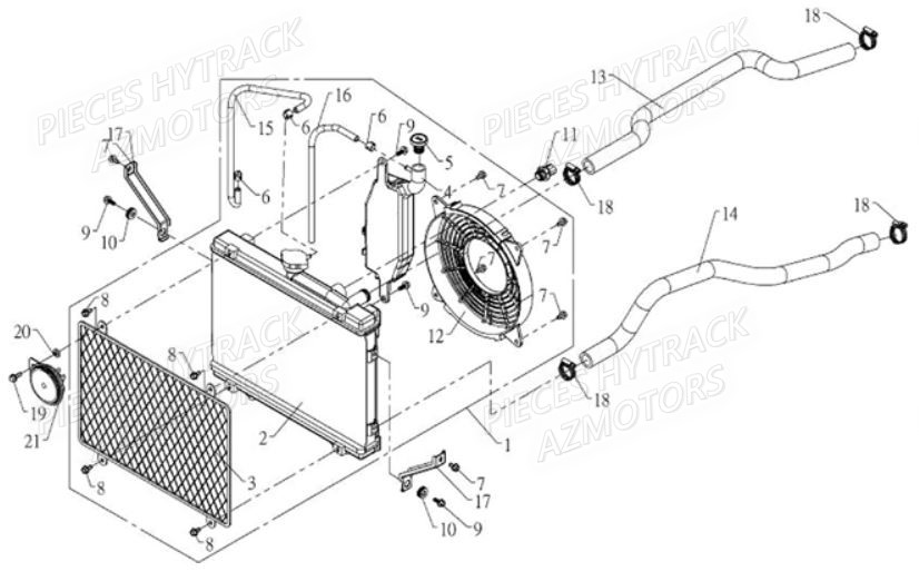 SYSTEME_DE_REFROIDISSEMENT HYTRACK Pièces Quad HY610 4x4