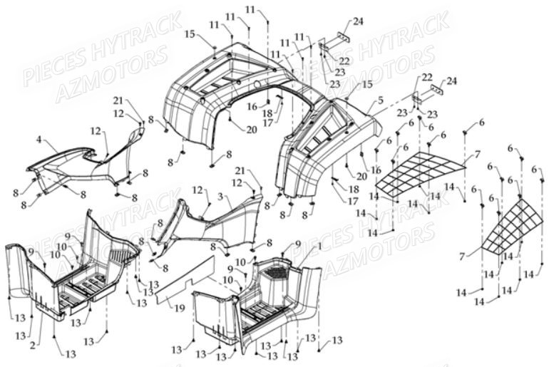 Carrosserie Arriere HYTRACK Pièces Quad HY610S 4x4