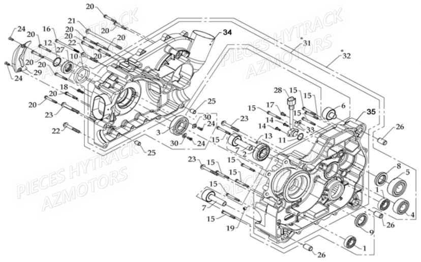 CARTER_MOTEUR_DROIT HYTRACK Pièces Quad HY610 4x4