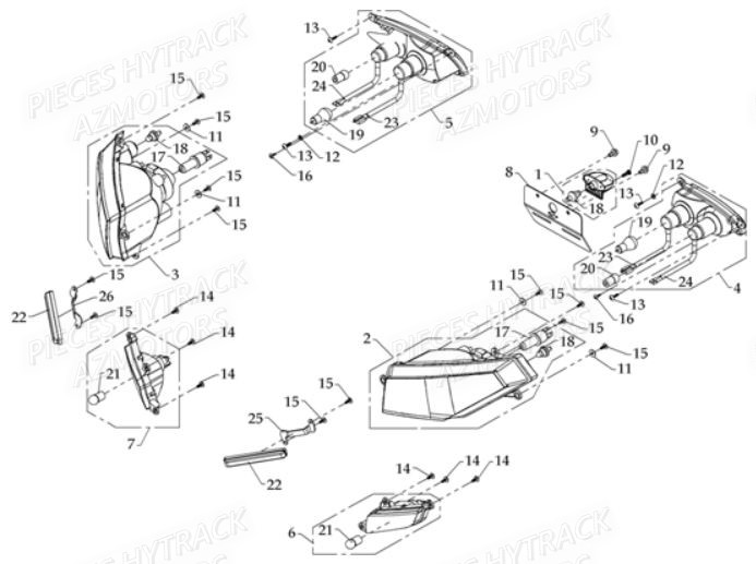Eclairage HYTRACK Pièces Quad HY610S 4x4