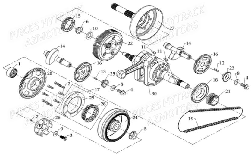 Embiellage HYTRACK Pièces Quad HY610S 4x4