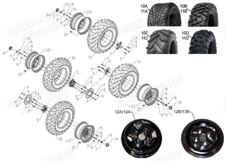 PNEU URIDE P377 25X10-12 4PLIS MASAI pour ENSEMBLE ROUES de HY610S