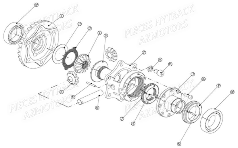 Pont Avant Detaille 1 HYTRACK Pièces Quad HY610S 4x4